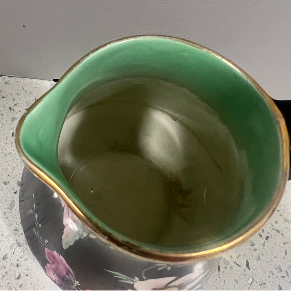 Vintage FALCON WARE "The Dell" Floral Art Deco Pitcher Black Green Hand Painted - Picture 3 of 16